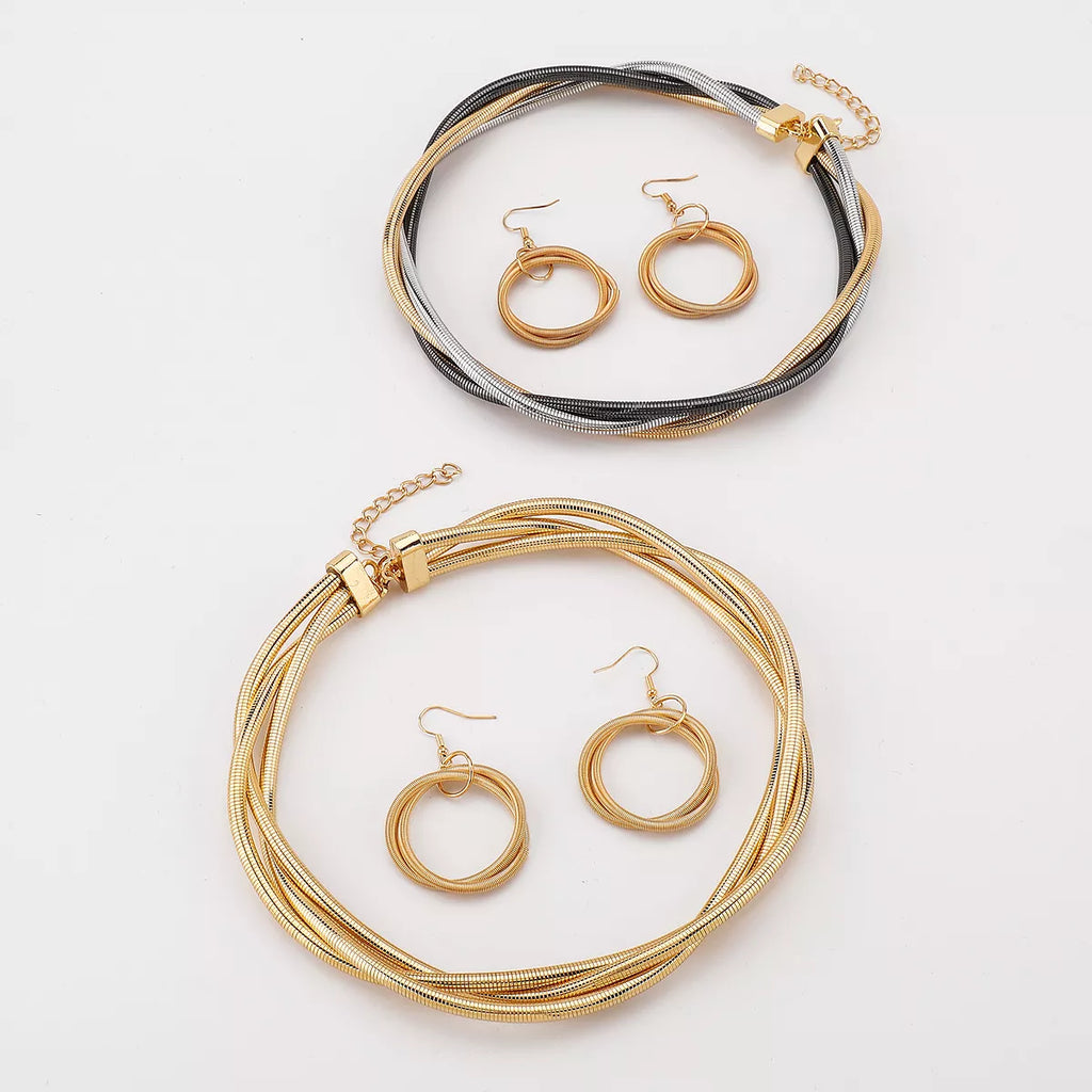 Womens Jewelry Set Multi-Layered Earrings and Necklace 18K Gold-Plated 5871623f-149a-4a49-8714-efa65c08179e-Max-Origin Trendsi