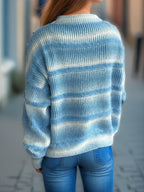Gradient Striped Sweater Round Neck Dropped Shoulder Pullover 587c4c4d-273c-473a-8d1e-50951026927c-Max Trendsi