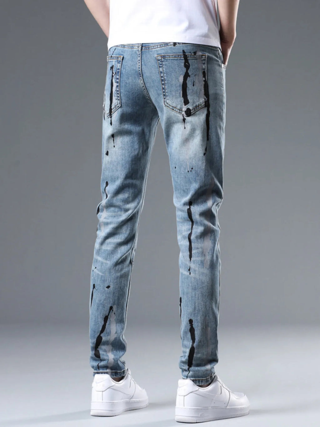 Men's Slim Fit Jeans Splatter-Paint Style Distressed Ligh Blue Denim Pants 587d5c6fb83a4cca855c3e11a26d67f9-Max-Origin Trendsi