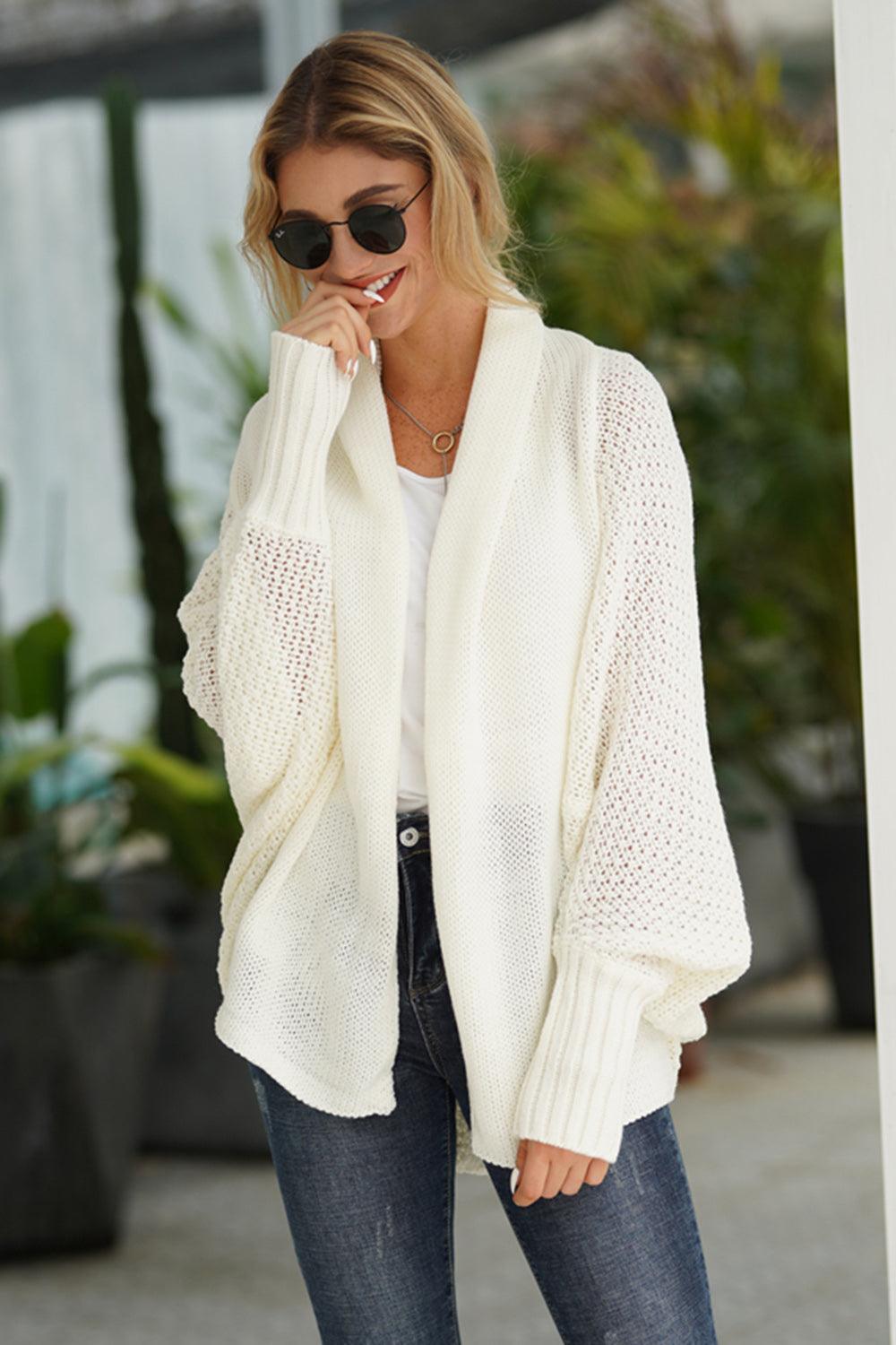 Knit Cardigan Oversized Batwing Long Sleeve Open for Women