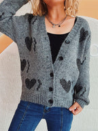 Heart Cardigan Button Up Long Sleeve Knitwear 589f4438-b70b-4725-a5cb-f4b6cde2002d-Max Trendsi