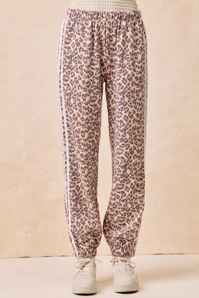 BiBi Women Leopard Track Pants Side Lines Elastic Waist with Pockets LEOPARD 58a0dc025576478d9ce88ccf1e220215-Max-Origin Trendsi
