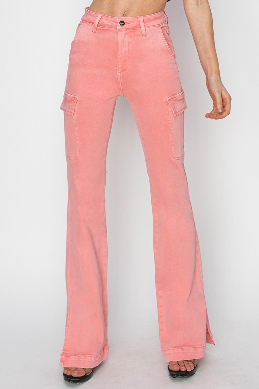 Cargo Bootcut Jeans Pink RISEN High Rise Side Slit Denim Pants 58f4b859-672c-486f-8c96-8c5a8d4b948a-Max Trendsi