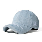 Distressed Denim Baseball Cap - One Size, Blended Fabric, Imported