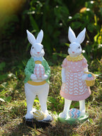 Easter Bunny Decorative Ornament - 12-inch Resin Figurine, Imported Home Decor