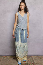POL Tank Top Ruched Powder Blue Floral V-Neck with Lace Detail 591ff306-7449-4a7e-a23c-2e5b114d8df9-Max-Origin Trendsi