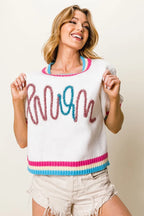 BiBi Sweater White with Metallic Letter Short Puff Sleeve Pullover 596d6ac7c2fe48cbbf73fea33782968a-Max-Origin Trendsi