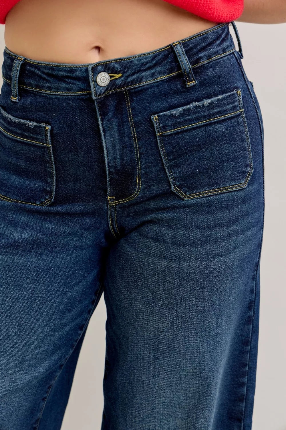 Judy Blue Jeans Wide Leg High Waist Palazzo with Front Patch Pockets 597381e4224a4876ac77b928e38ea397-Max-Origin Trendsi