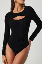 Bodysuit Ribbed Knit Cutout Bust Round Neck Long Sleeve Top 5973d393-920e-4c01-9d9e-340646696bc4-Min Trendsi