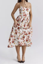 Floral Midi Dress Spaghetti Strap Ruched Zipper High Waisted 598d5510-657b-474a-8bde-c4b3a05bbd88-Max-Origin Trendsi