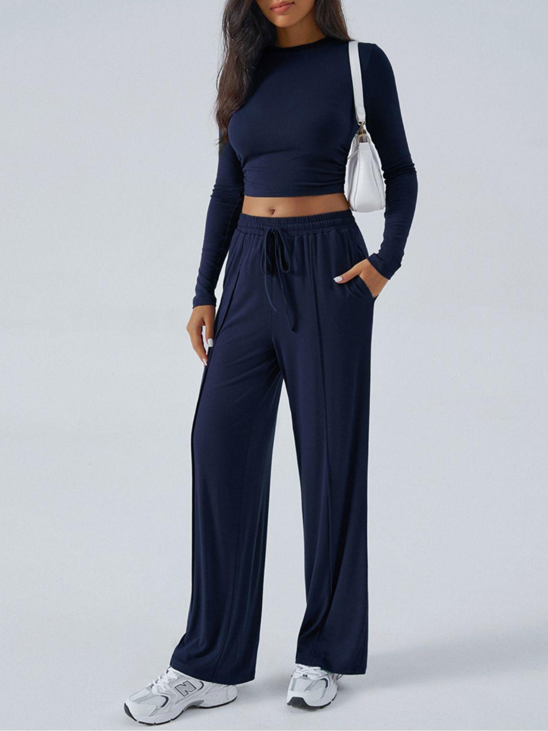 Devine Outfit Set Round Neck Long Sleeve Top and Pants Set