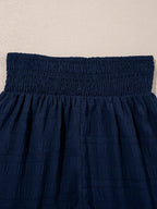 Women's Set Navy Textured Square Neck Top and Shirred High Waist Shorts 2 Pcs 59aeb7ecddc343c89656ae84c9705529-Max-Origin Trendsi