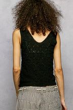 POL Tank Top Black Textured Knit V-Neck with Lace Trim Blouse 59d1e783-3bb3-4b4b-b832-a436b4dc8541-Max-Origin Trendsi