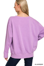 Zenana Fleece Sweatshirt Womens Lavender Boat Neck Long Sleeve Top 59d9c0eb03b94de39810b361ab215ffc-Max-Origin Trendsi