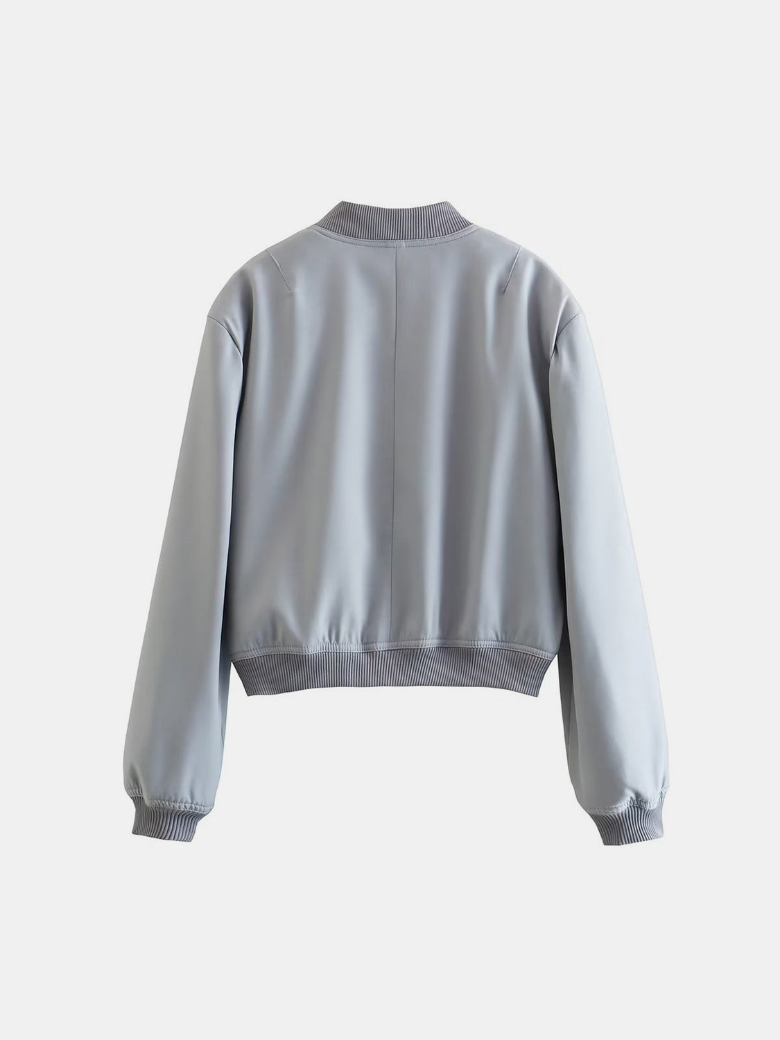 Leopard Cropped Women Jacket Baseball Collar Pocketed Snap Long Sleeve 59ebd62e-774d-47ba-979e-f4a2f5713922-Max Trendsi