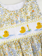 Cute Duck Embroidered Pattern Baby Girl Romper Multicolor Sleeveless Jumpsuit 0-18M