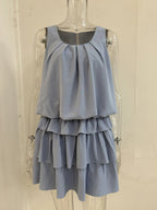 Minikleid Lagenrüschen Rüschenärmel Ärmellos Sommer Locker Fashion S-2XL