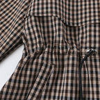 Women's Plaid Trench Coat Single-Button Casual Fashion Autumn Outwear