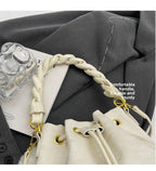 Women's Bucket Chunky Chain Strap Drawstring Mini Casual Crossbody Bag