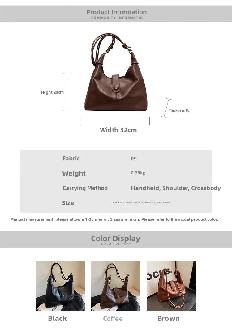 Casual Women's Shoulder Bag Buckle Closure Zipper Medium Solid Handbags