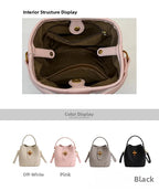 Women's Casual Bucket Bag Black Mini Pu Leather Crossbody Daily Handbags