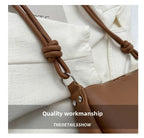Women's Casual Shoulder Bag Simple PU Leather Knot Straps Black Handbags