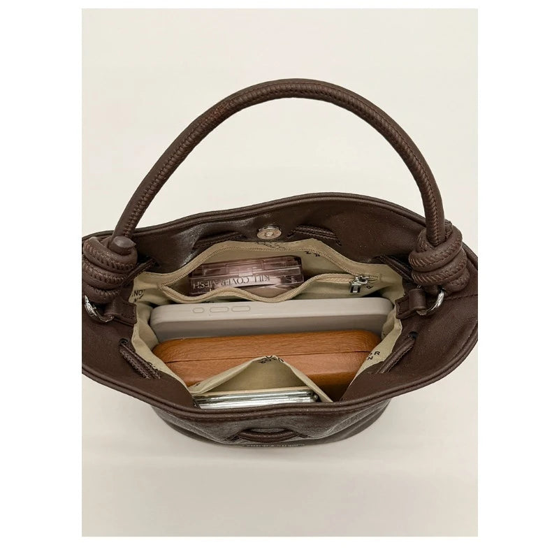 Drawstring Bucket Women's Mini Casual Fashion Crossbody Bag Pu Leather