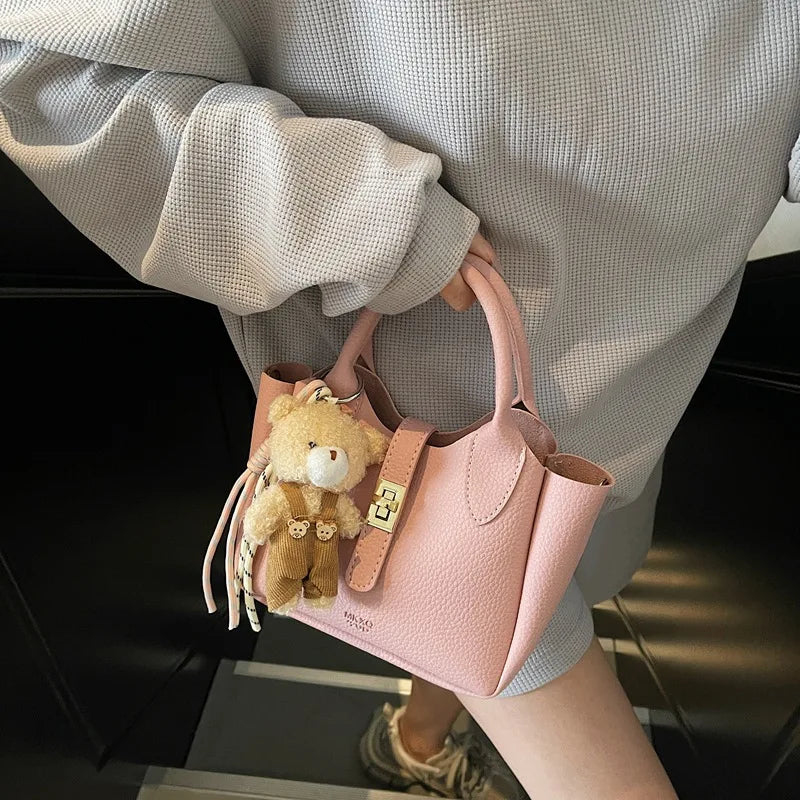 Women's Mini Crossbody Bag Pu Leather Top Handle Turn Lock Fashionable Purse