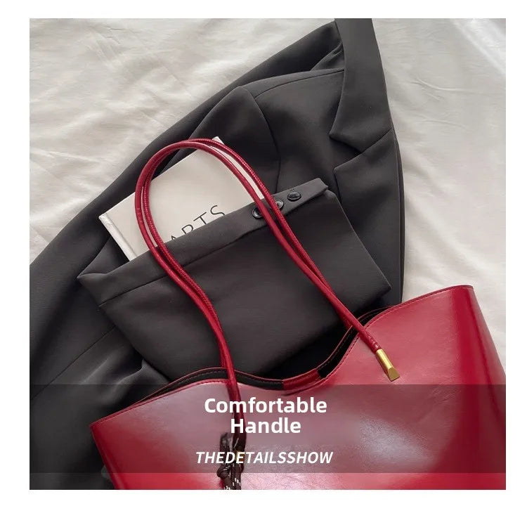 Women's Large Tote Handbags Casual Wave Pu Leather Shoulder Bags