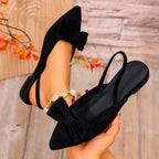 Women's Baotou Slippers Bow Toe Suede Soft Sole Anti-slip Flat Shoes