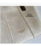 Casual Women's Shoulder Bag Pu Leather Zipper Contrast Strap Tote Bag Medium
