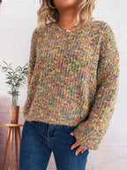 Women's Sweater Colorful Knit Oversized Long Sleeve Pullover Khaki One Size 5a1ac63f96b74e32ba4c011fb6d16d59-Max-Origin Trendsi