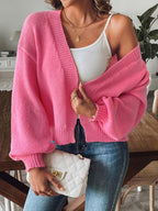 Knit Cardigan Open Front Long Sleeve Knitwear 5a498685-eb12-4c37-a0b6-d279e53ada0c-Max Trendsi