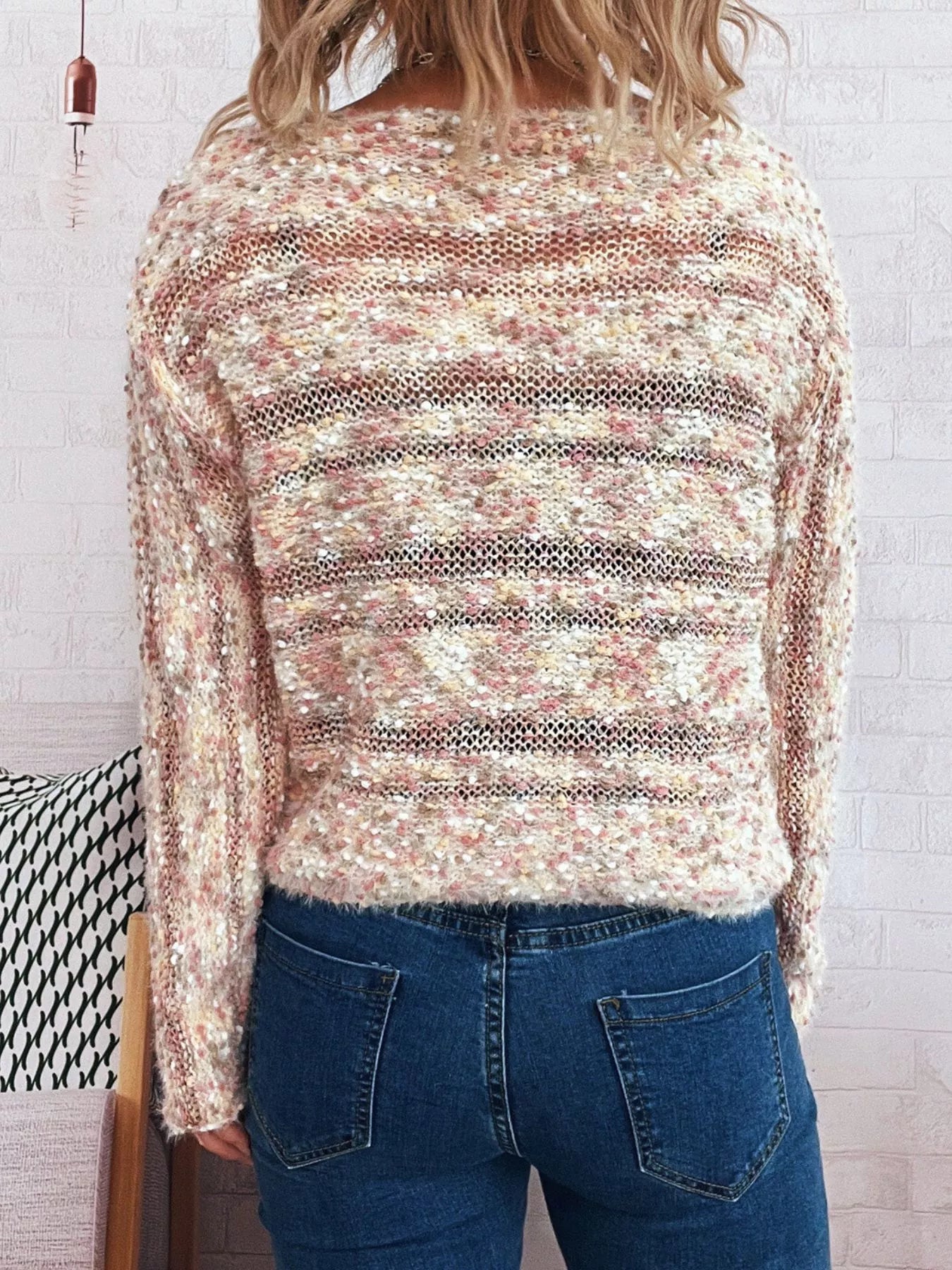 Women's Sweater Round Neck Long Sleeve Stripe Knit Lightweight & Comfortable 5a5791c2-0b50-40bb-a17d-8c5a311657cb-Max-Origin Trendsi