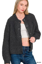 Zenana Cardigan Wool Sweater Black Buttoned Long Sleeve for Woman 5a5ee503fe8445718d616c9213724fc8-Max-Origin Trendsi