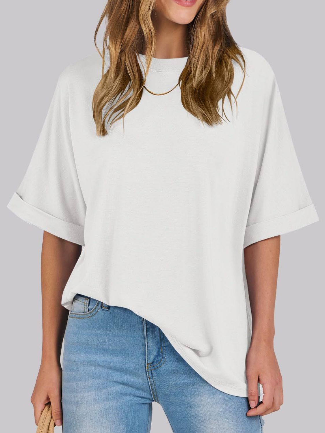 Women T-Shirt Round Neck Half Sleeve Oversized Cotton Blend Basic Style 5a789dfb-84fe-4a82-bf95-918b936c7efe-Max Trendsi