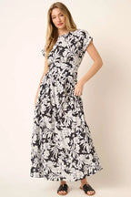 Mittoshop Top and Skirt Set Tropical Print Black Ruffled Maxi Floral 5aa7fc43e9424575bdb8af7c301dd4d8-Max-Origin Trendsi