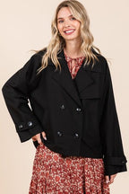 Mittoshop Trench Coat Black Double Breasted Long Sleeve Short Jacket Black 5abf34dd-fa23-46a0-af59-2e923bd6d7a4-Min Trendsi