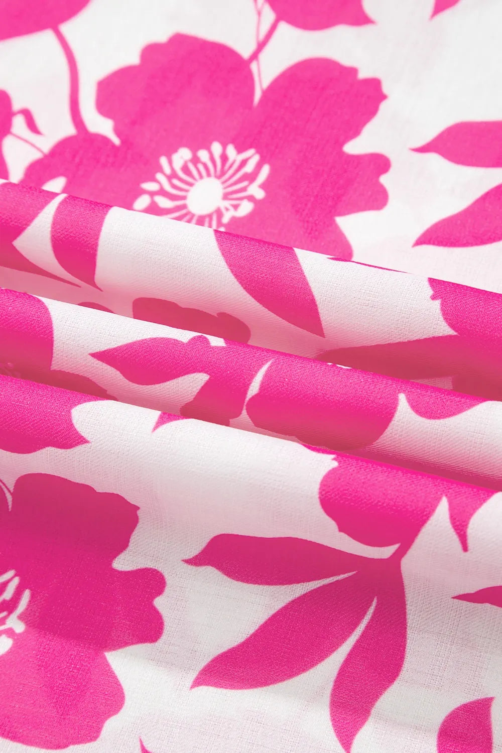 Women's Blouse Floral Print Hot Pink Short Sleeve Casual Top 5ac24e48-9cd8-4935-b00d-c1dc05e2aeec-Max-Origin Trendsi