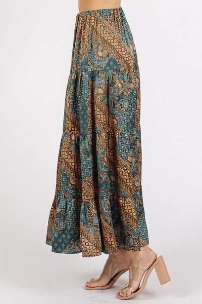 Mittoshop Maxi Satin Skirt Paisley Print Teal Green Patchwork Ruffled 5ad1a806-1bc7-41d9-b085-1f7b0f66ca34-Min Trendsi