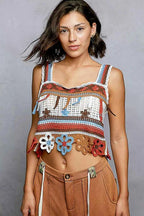 POL Crochet Cami Cutout Flower Cropped Top with with Dangle Detail Orange Multi 5ad302ce-82a6-44d5-8f10-8a5445a8a628-Max-Origin Trendsi