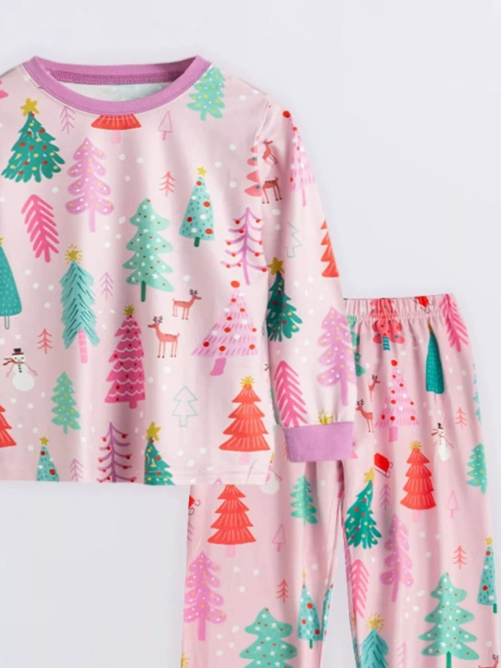 Children's Pajama Set Christmas Tree Print Colorful Top and Pants 5b086cb8-034f-43b1-8d9f-8ef6f0850843-Max-Origin Trendsi