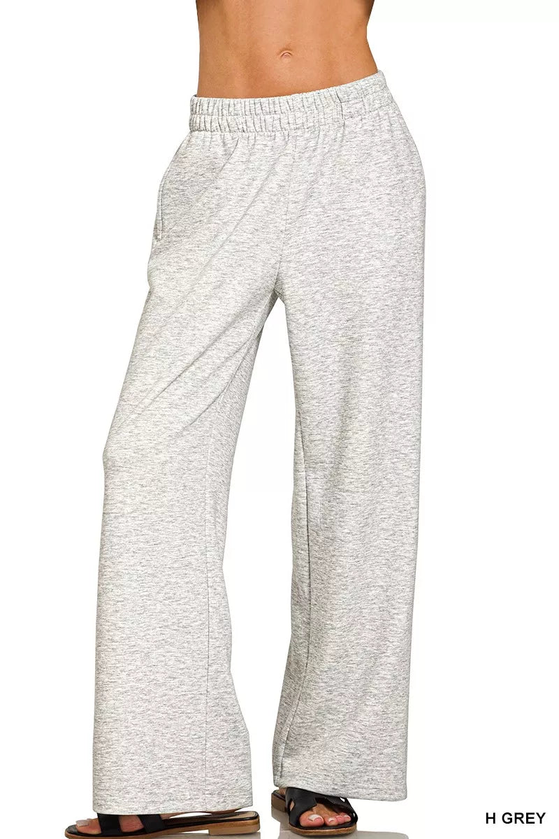 Zenana Womens Outfit Set Light Gray Scuba Side Slit Long Sleeve Top and Pants 5b6ab035f5374c5c8cc9f78a978a3a73-Max-Origin Trendsi