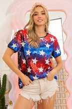 BiBi Sequin Top American Theme Star Pattern Short Sleeve T-shirt 5b7ee1f530aa47609a3fa0a8df365c7c-Max-Origin Trendsi