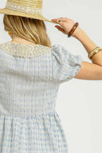 Umgee Mini Dress Sky Blue Lace Detail Short Puff Sleeve 5bcb6375-e369-466e-a1d9-8ef920f38226-Max-Origin Trendsi