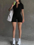 Short Sleeve Romper with Stylish Back Cutout