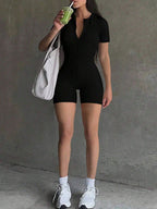 Short Sleeve Romper with Stylish Back Cutout