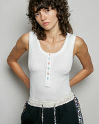 POL Colorful Button Round Neck Ribbed Tank