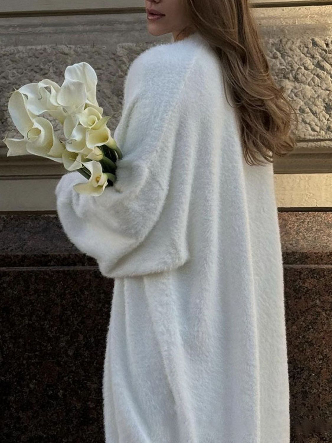 Women Cardigan Longline Open Front Fuzzy Knit Brushed Soft Acrylic Solid 5be8a331-102c-461d-9c83-aa6f5c3996d7-Max Trendsi