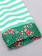 Christmas Grl's Dress Turquoise Reindeer Applique Striped Long Sleeve for Children 5bf1591e7c004bdc90afd32c755f5a32-Max-Origin Trendsi